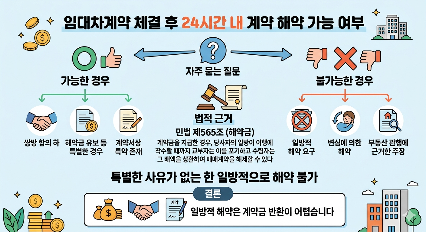 부동산 계약 후 24시간 안에 취소하면 계약금을 돌려받을 수 있을까요?
