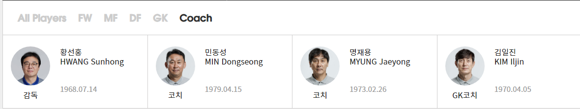 U-23 아시안 게임 한국 vs 중국 한국 대표단