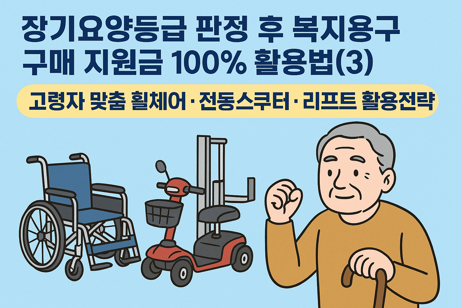 장기요양등급 판정 후 복지용구 구매 지원금 100% 활용법(3) : 고령자 맞춤 휠체어·전동스쿠터·리프트 활용전략