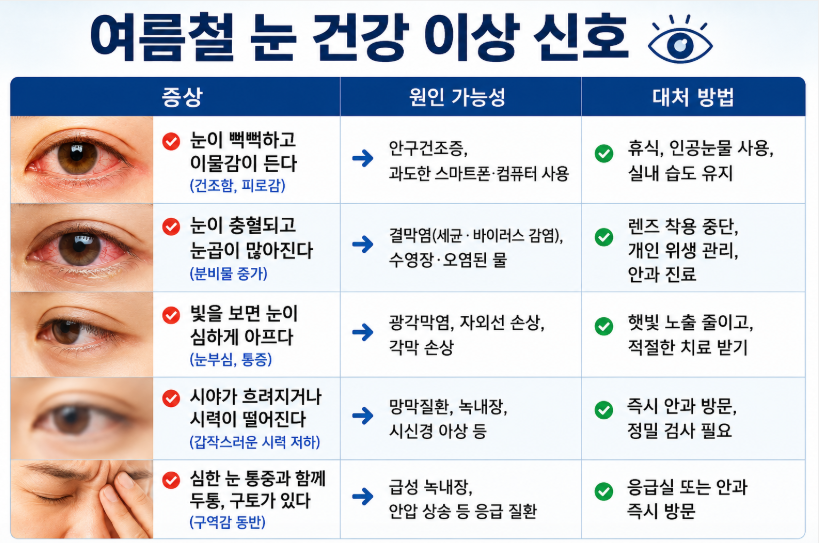 여름철 눈 건강 이상 신호