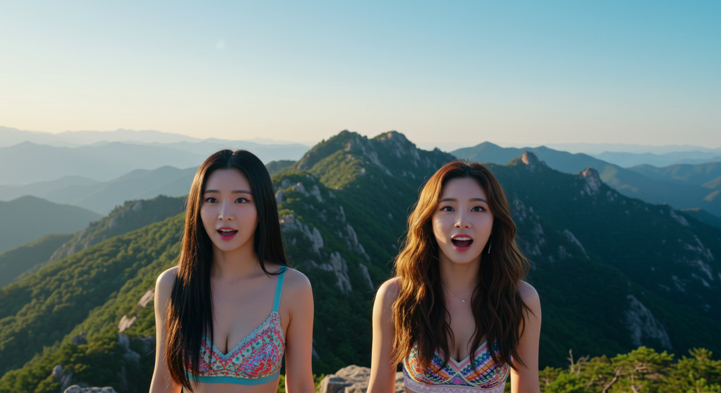 산 정상의 두 여자