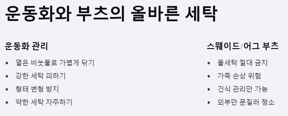 운동화와 부츠의 올바른 세탁 방법