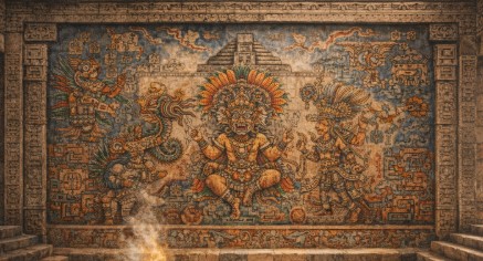 멕시코 사포텍 문명의 고대 신전 내부에 남아 있는 벽화