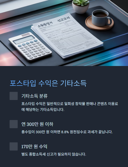 포스타입 수익은 기타소득