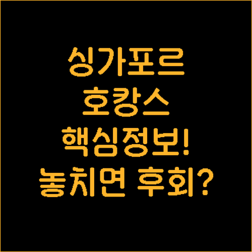 싱가포르 호캉스 고민 끝! 이 호텔에..