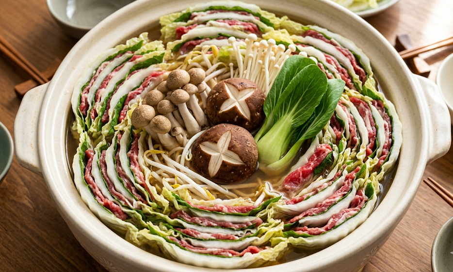 밀푀유나베 실패 없이 만드는 법 (육수, 재료 쌓기, 냄비 깊이)