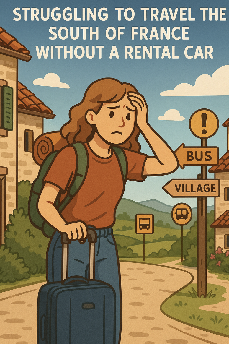 렌터카 없이 남프랑스 여행하다가 어려움을 겪는 모습