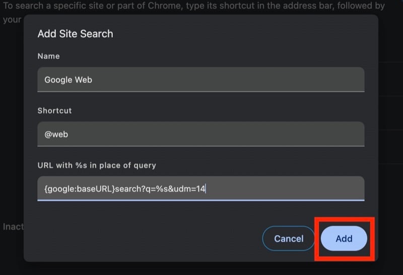 크롬에 검색 사이트 추가