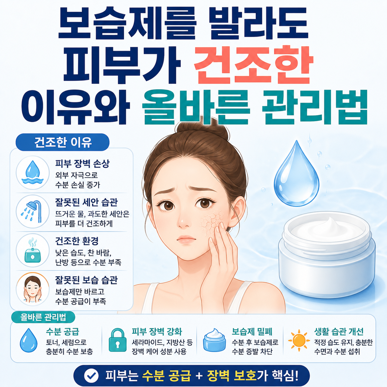 보습제를 발라도 피부가 건조한 이유와 올바른 관리법