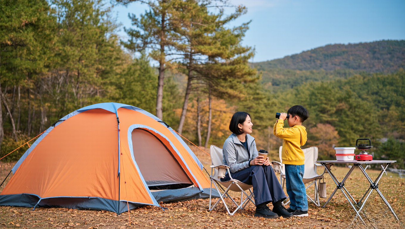 캠핑장비와 여행코스 완벽조합 (텐트, 랜턴, 이동루트)