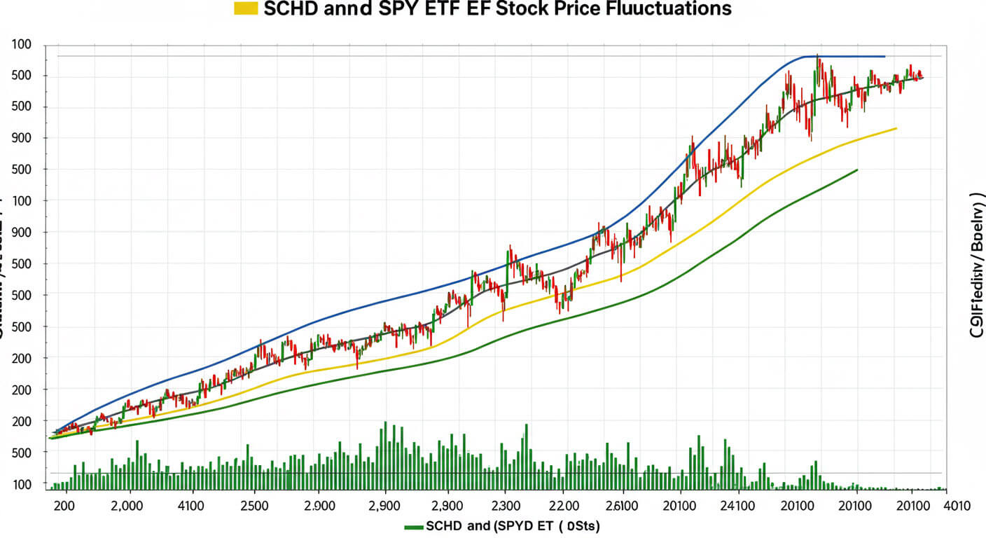 SCHD 와 SPY ETF 의 주가흐름을 보여주는 그래프