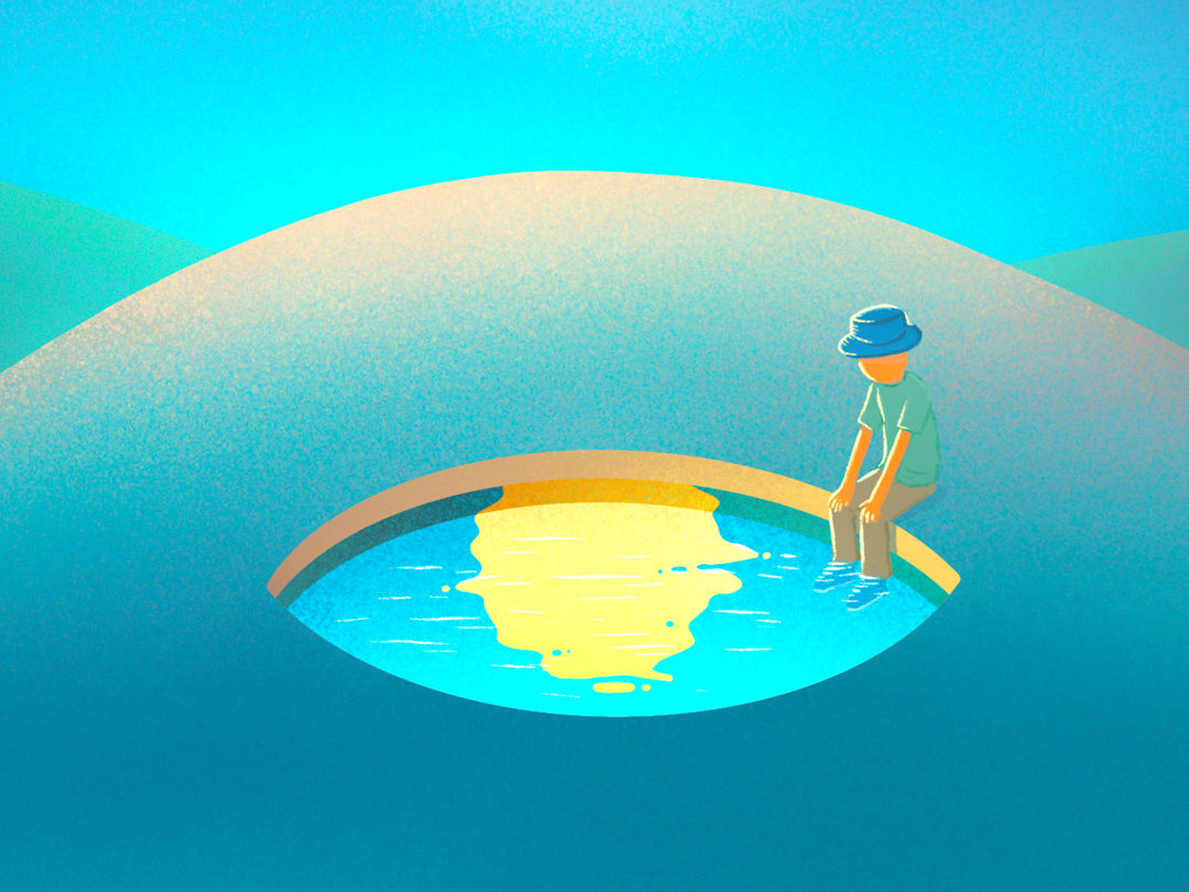 달과 호수 반영