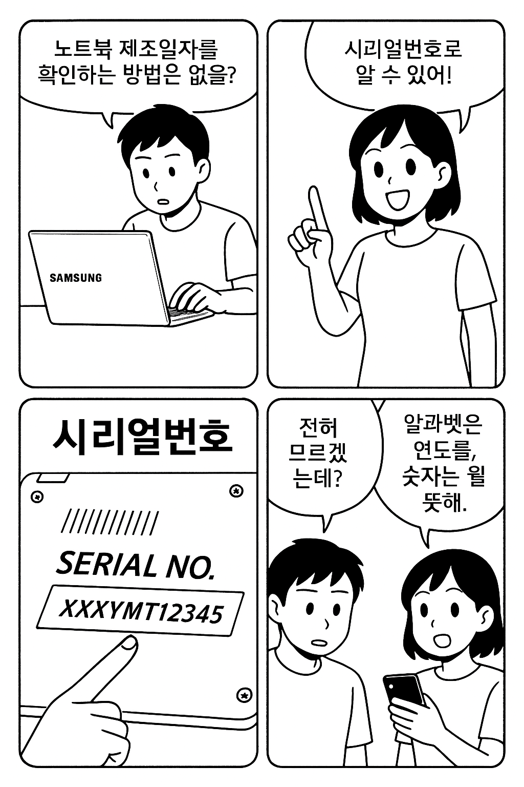 노트북 시리얼번호로 제조일자 확인하는 방법 (삼성, LG, HP 기준)