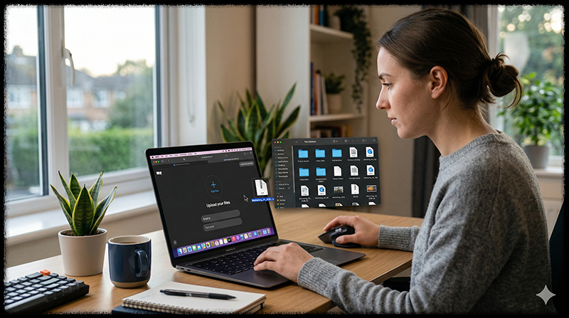 대용량 파일 전송 사이트를 이용해 파일을 보내는 모습