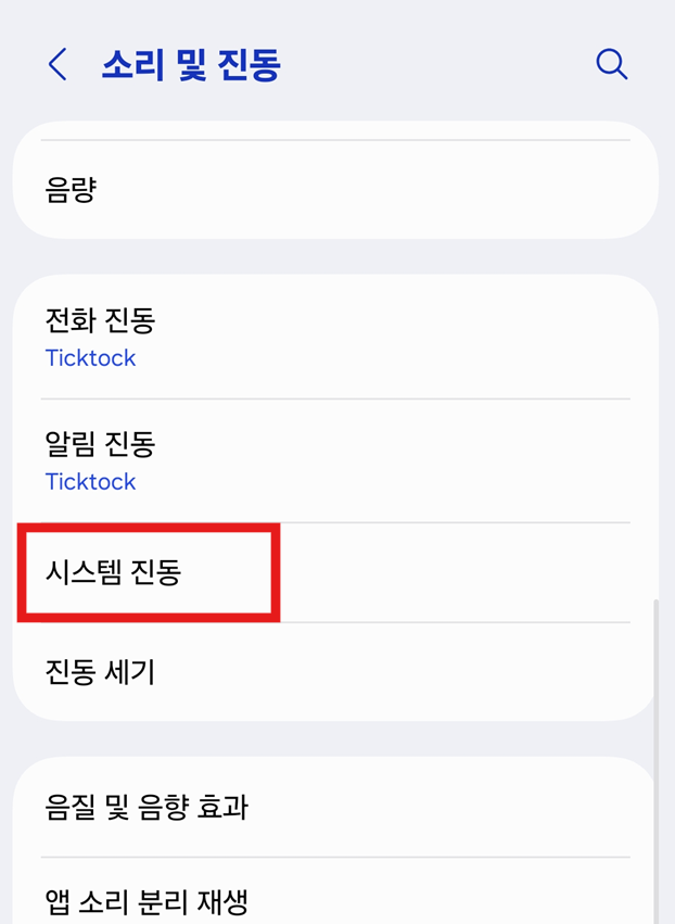 방법 3: '시스템 진동' 메뉴 들어가기