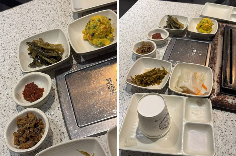 기본 반찬 및 테이블 세팅