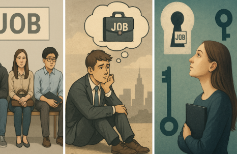 취업을 기다리는 청년들의 모습