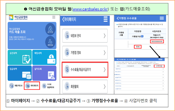 여신금융협회 모바일 앱에서 조회
