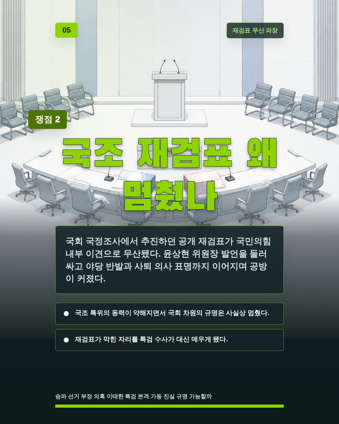 국조 재검표 왜 멈췄나