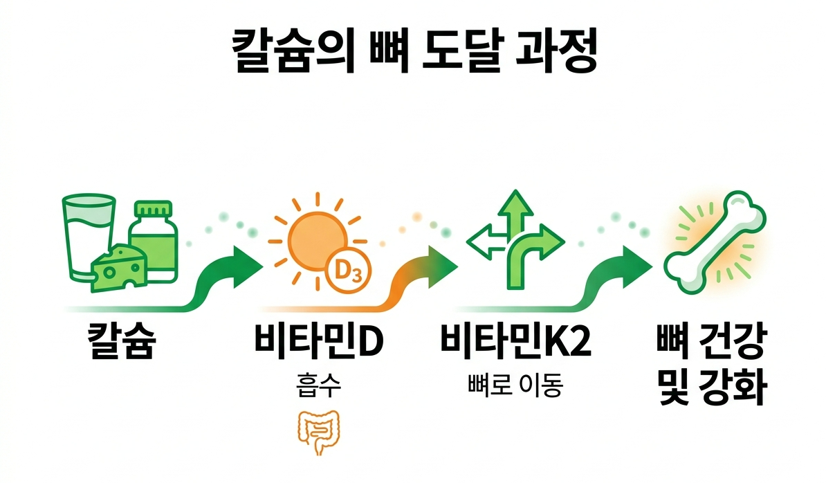 고령자 비타민D K2 칼슘 뼈 건강 작용 원리