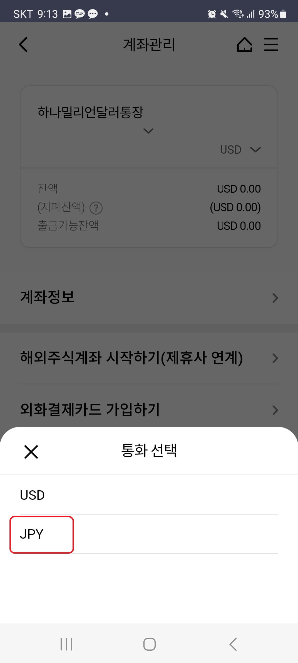 하나은행 환전 지갑