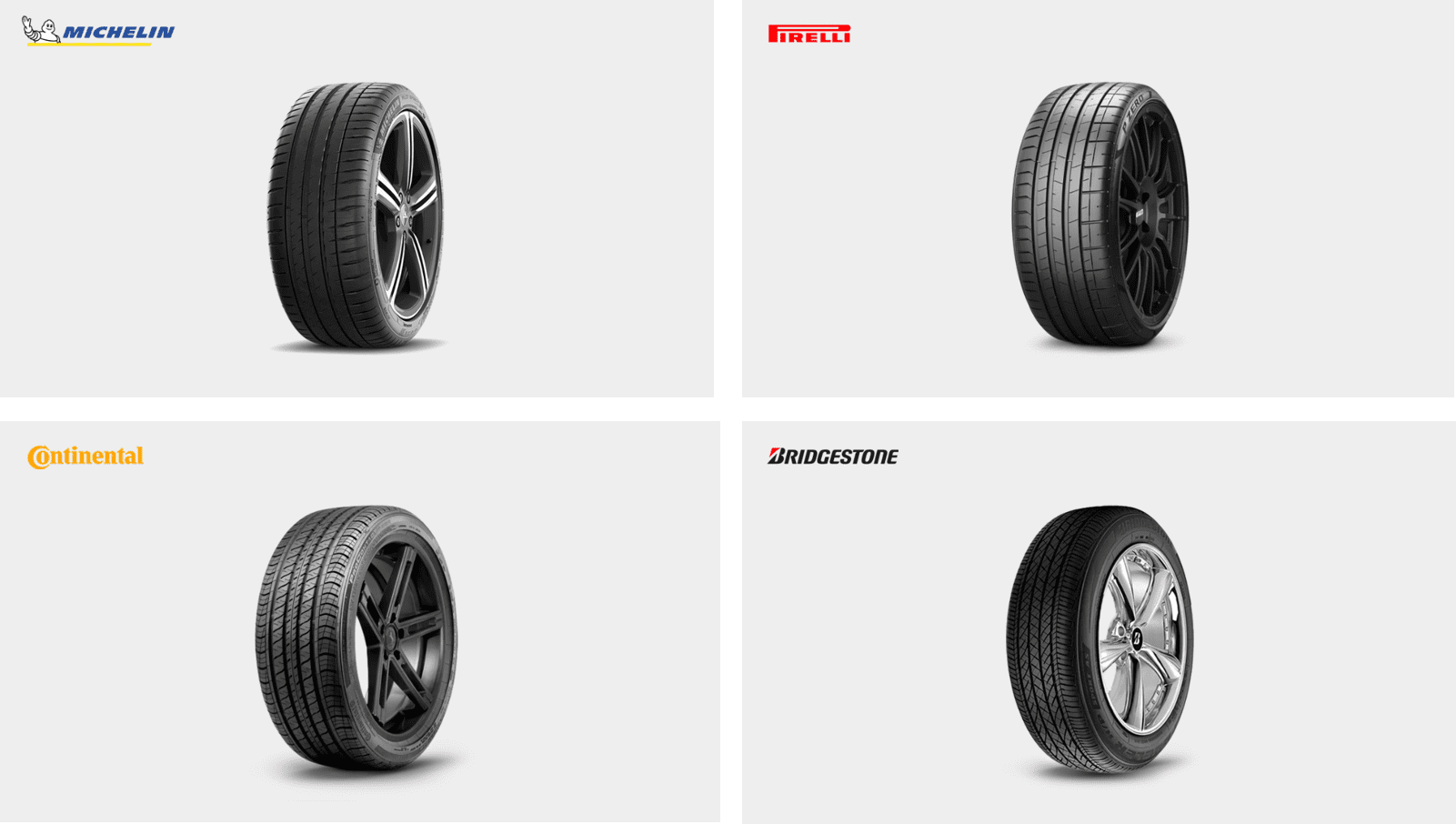 제네시스 순정 타이어 미쉐린, 콘티넨탈, 피렐리, 브리시스톤