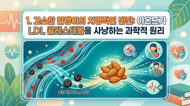 고소한 알맹이의 치명적인 반전: 아몬드가 LDL 콜레스테롤을 사냥하는 과학적 원리