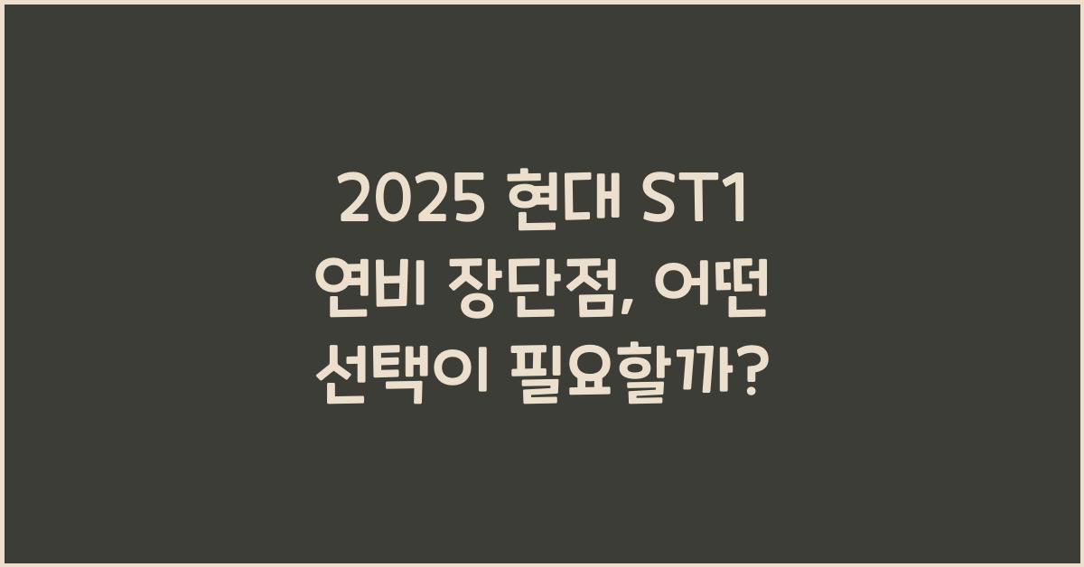 2025 현대 ST1 연비 장단점