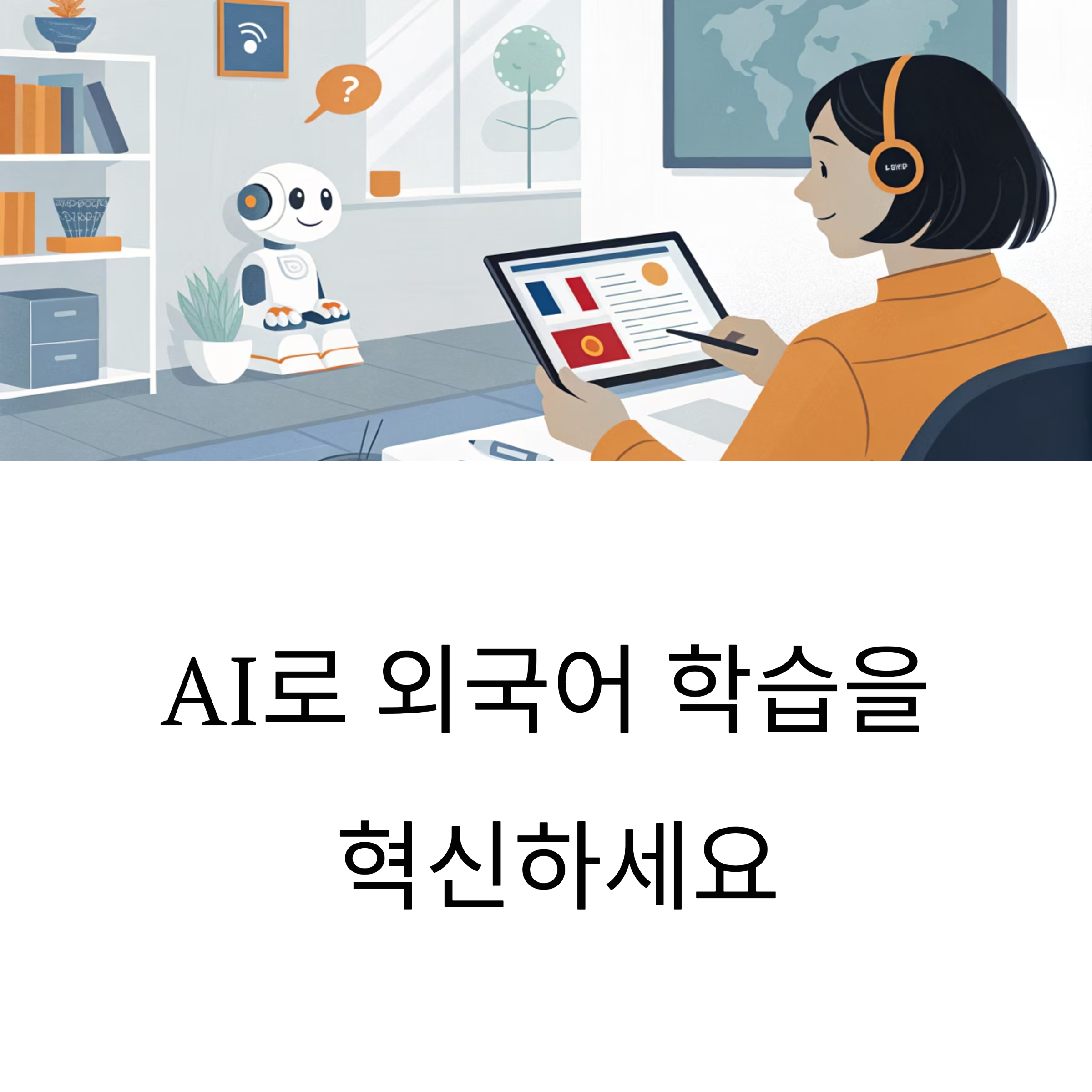 AI 기술을 통해 외국어를 더 빠르고 효율적으로 학습,학습자 맞춤형 콘텐츠, 실시간 교정, 회화 시뮬레이션까지 다양하게 활용