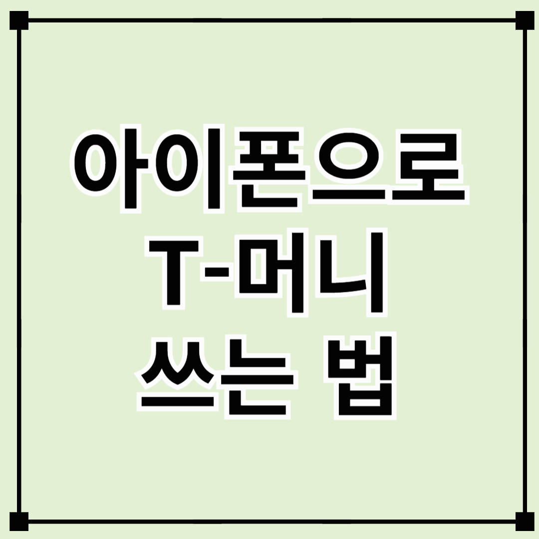 아이폰으로 T‑머니 쓰는 법 - 설정부터 실사용 후기까지 총정리