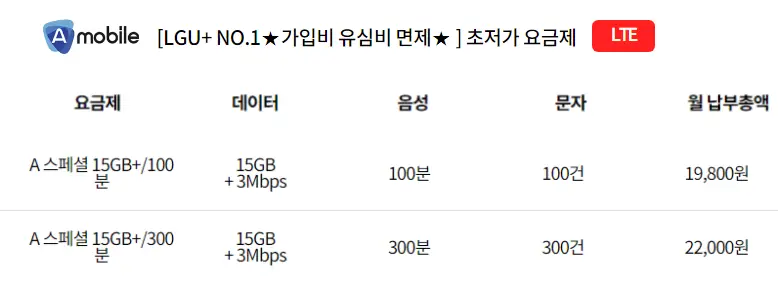 에이(A)모바일-알뜰폰-데이터-무제한-요금제-비교및추천