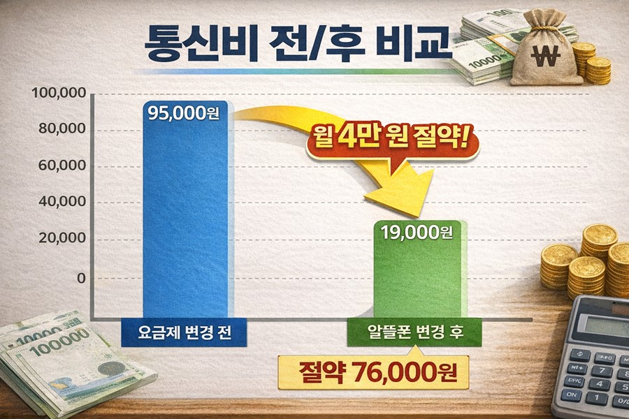 통신비 전/후 비교 그래프 이미지
