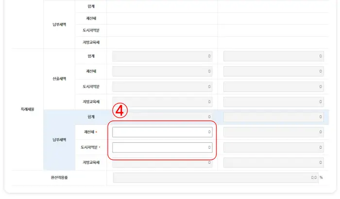 도시세율 입력하기