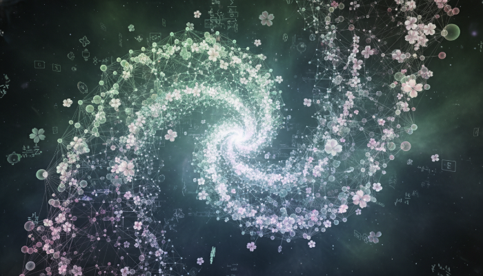 신약 개발 및 복잡한 문제 해결에 활용될 양자 컴퓨팅 기술의 추상적인 시각화.