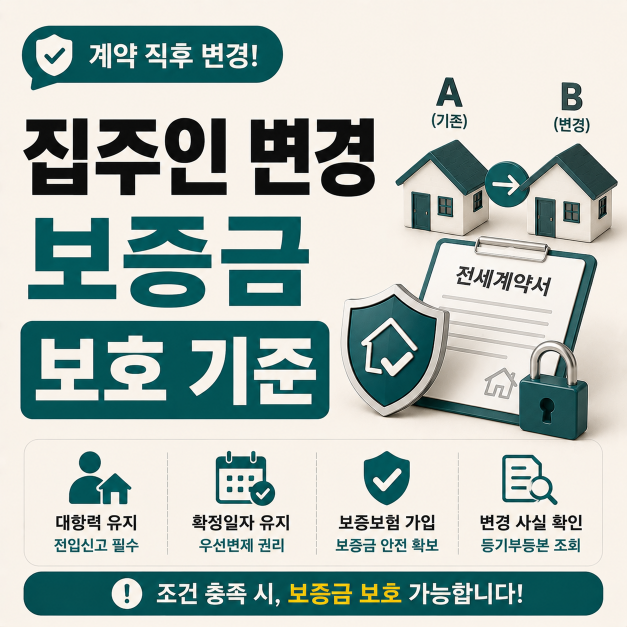 전세 계약 직후 집주인 변경 시 보증금 보호 기준