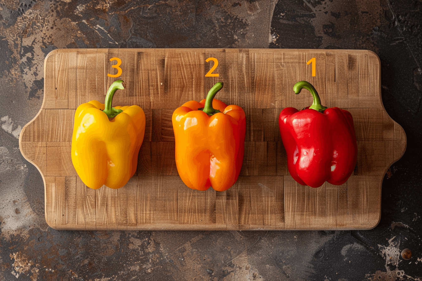 도마-위에-올려진-3개의-파프리카-이미지