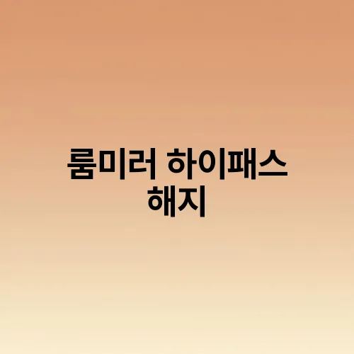 룸미러 하이패스 해지