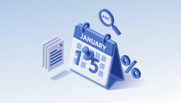 1월 15일 연말정산 간소화 서비스 시작을 나타내는 달력 일러스트