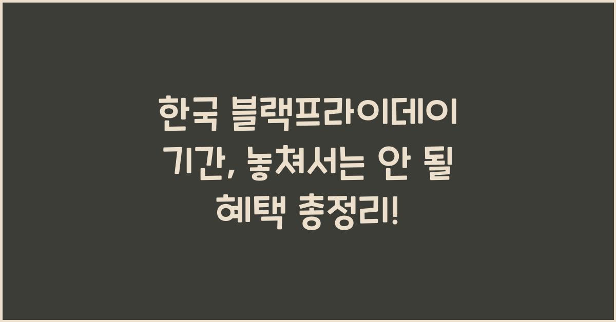 한국 블랙프라이데이 기간