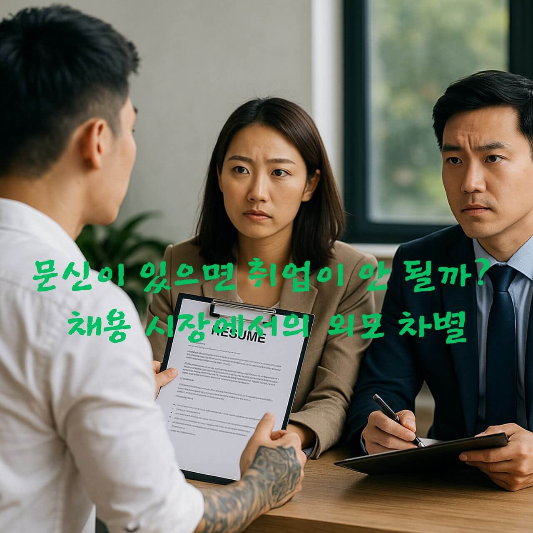 문신취업, 외모차별, 채용편견, 문신차별, 후광효과, 낙인이론, 구직심리, 
이력서사진, 채용심리학, 한국취업시장
