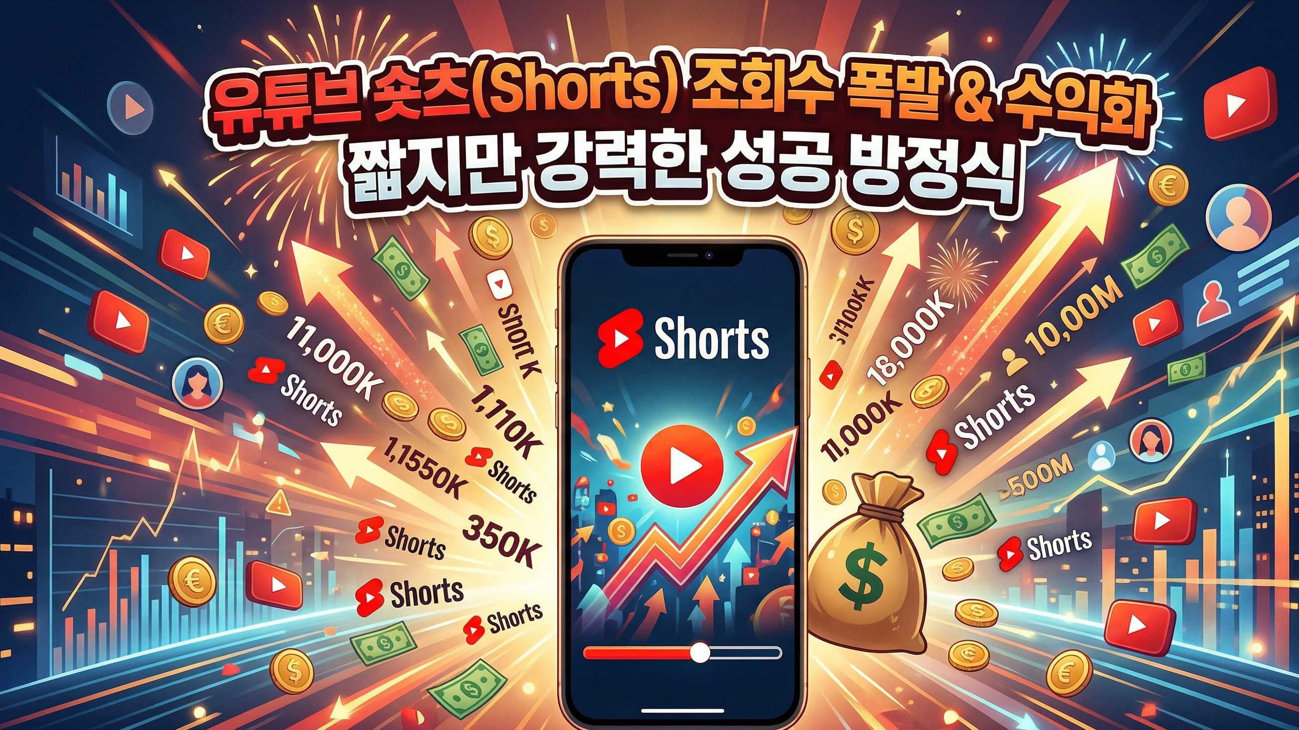 조회수를 폭발시키는 유튜브 숏츠(Shorts) 활용법 및 수익화 관련 이미지