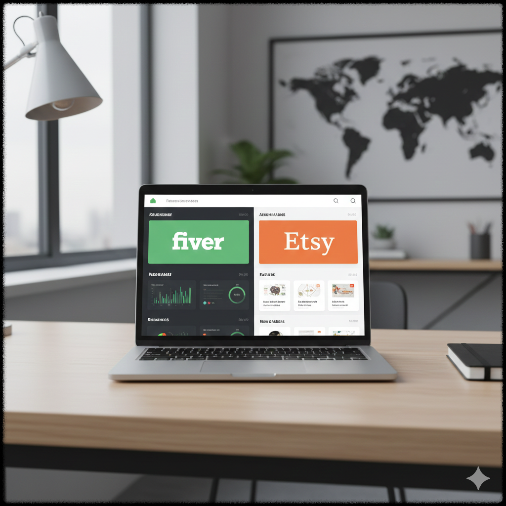 AI 콘텐츠를 해외 플랫폼에 납품하고 수익을 관리하는 모습