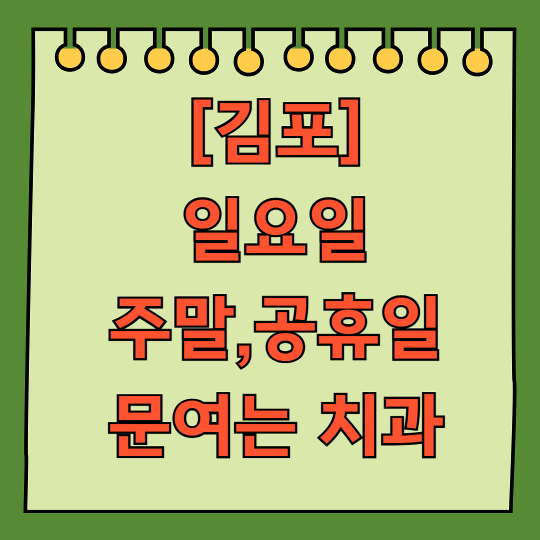 김포 일요일 문 여는 치과 리스트 ❘ 주말 공휴일 야간진료 ❘ 어린이 치과
