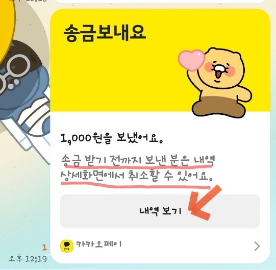 카카오페이 송금 취소 설명 이미지