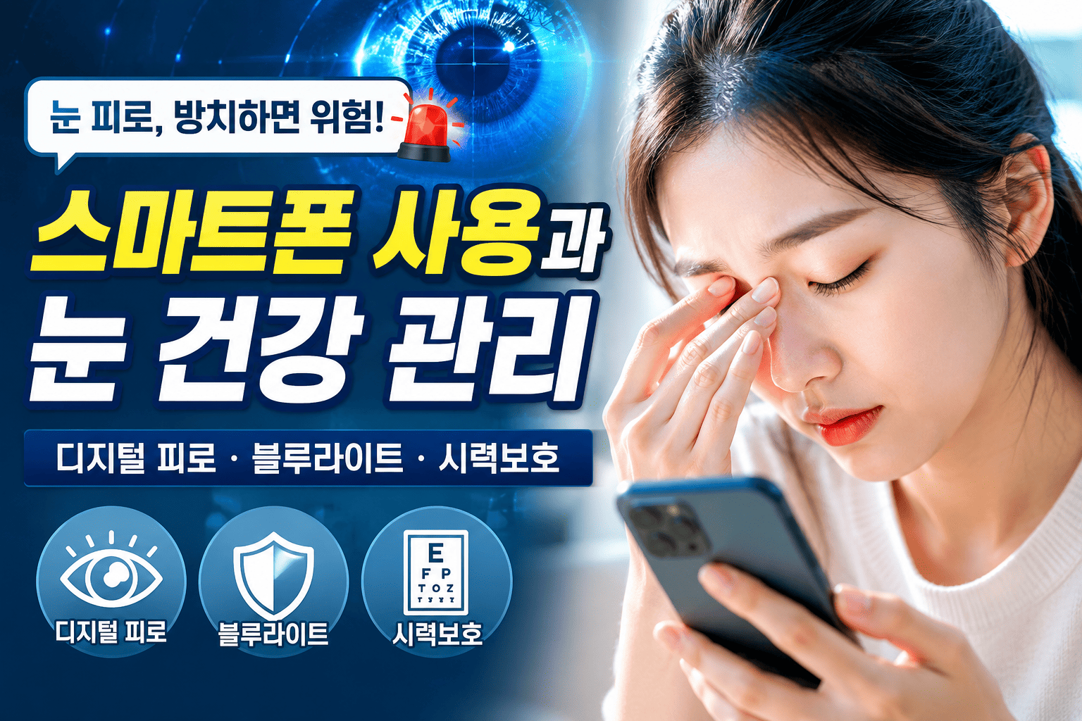 스마트폰 사용과 눈 건강 관리 (디지털 피로, 블루라이트, 시력보호)