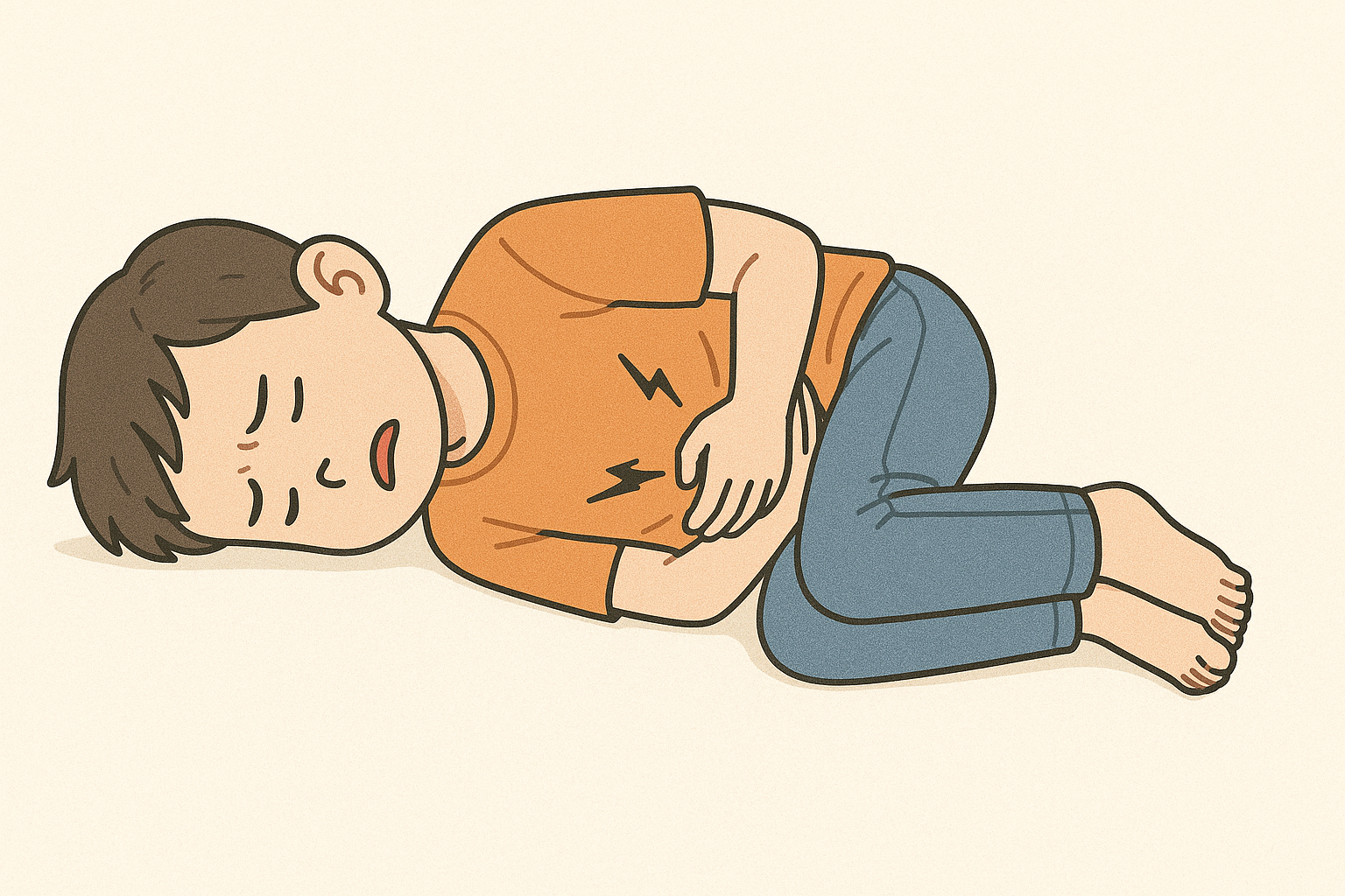 장염 때문에 아픈 아이