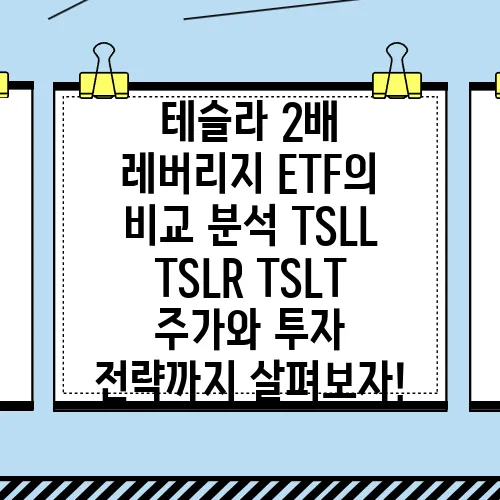 테슬라 2배 레버리지 ETF의 비교 분석 TSLL TSLR TSLT 주가와 투자 전략까지 살펴보자!