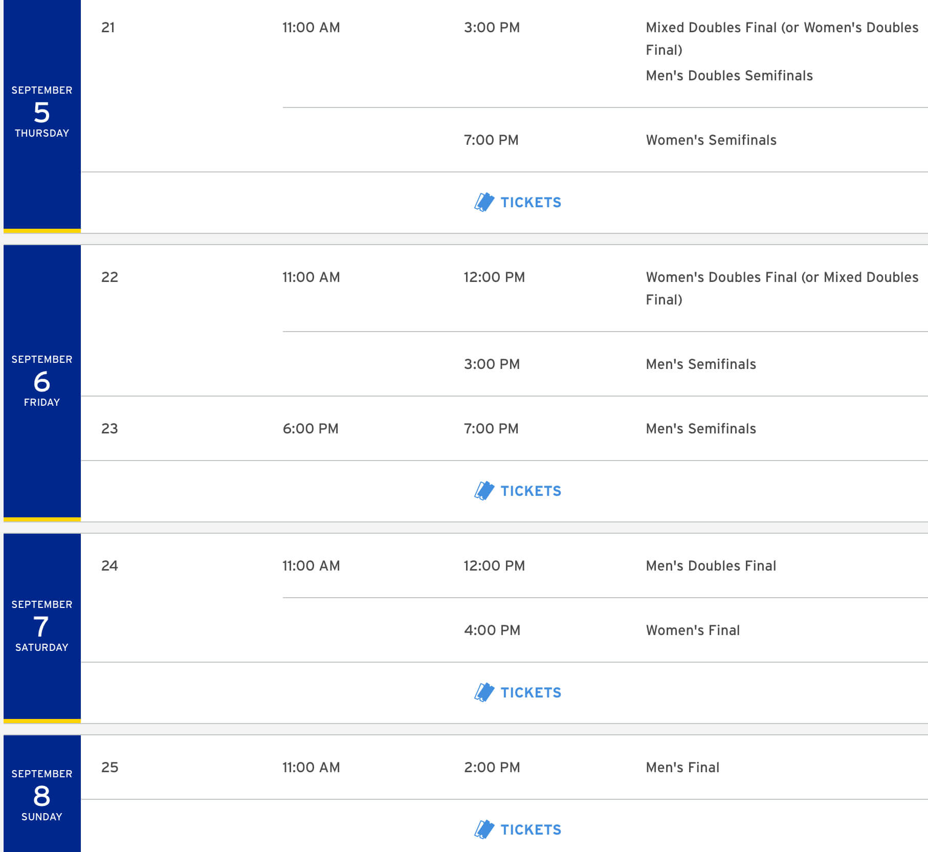 2024 US오픈 테니스 일정