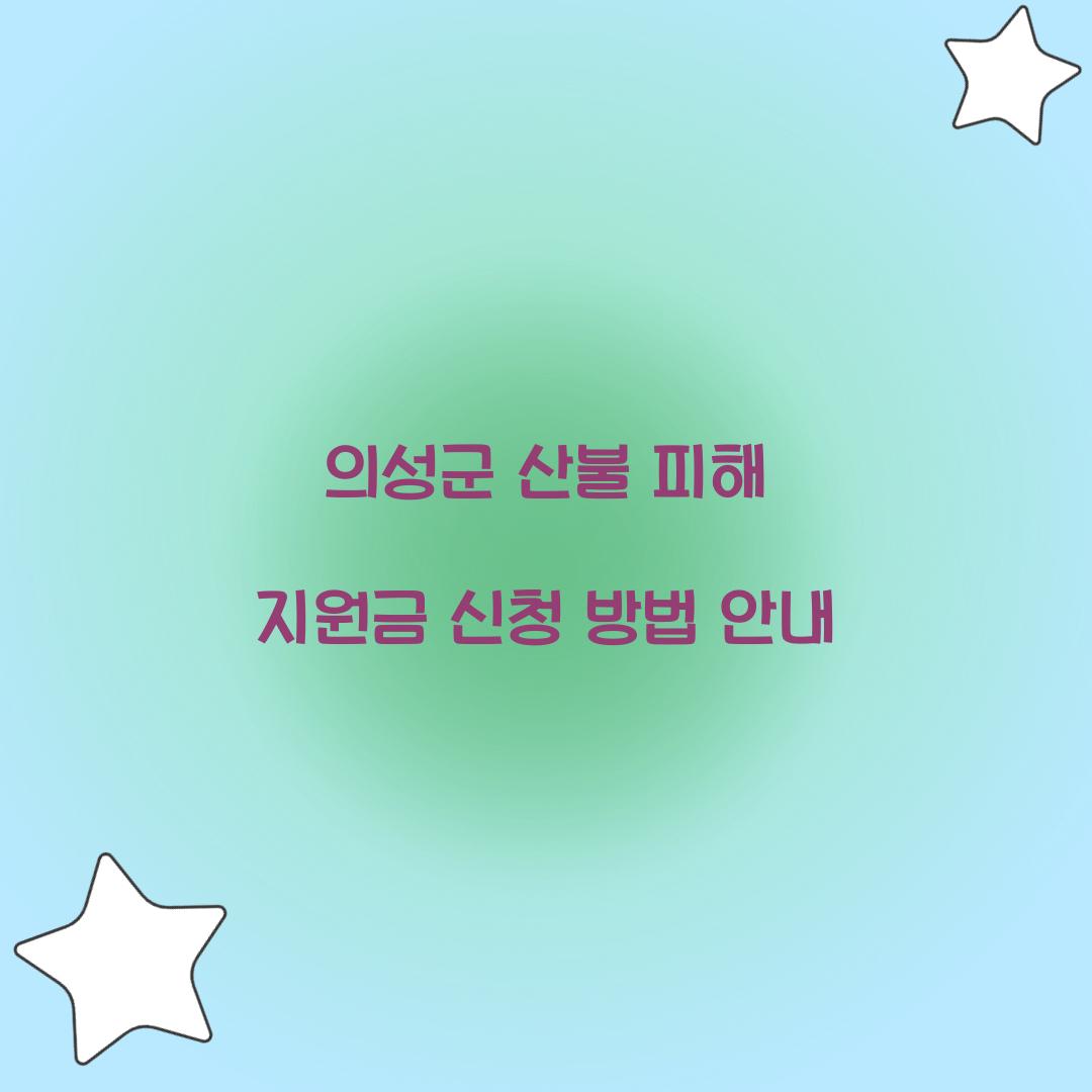 의성군 산불, 특별재난 지원금, 산불 피해 지원