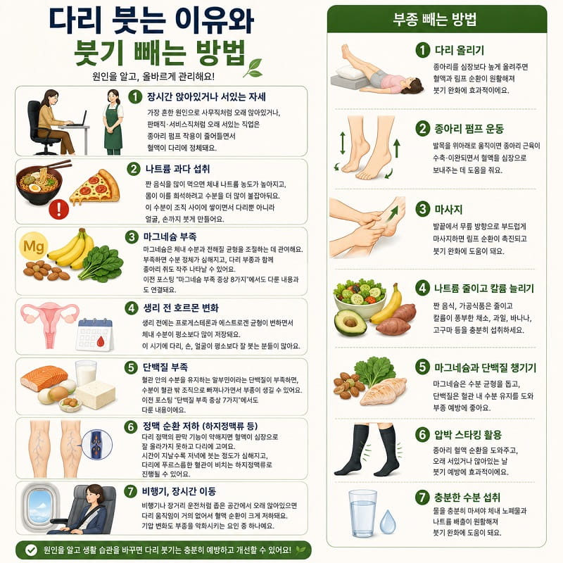 다리 붓는 이유와 붓기 빼는 방법
